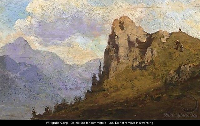 Figures In A Mountainous Landscape - Carl Spitzweg