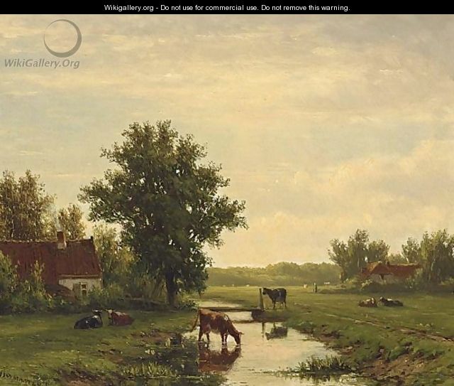 Cows In A Summer Landscape - Jacob Jan van der Maaten