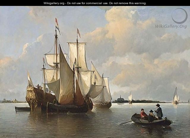 Sailing Vessels In A Calm, Haarlem In The Distance - Antonie Waldorp