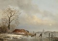 Skaters On A Frozen Waterway - Josephus Gerardus Hans