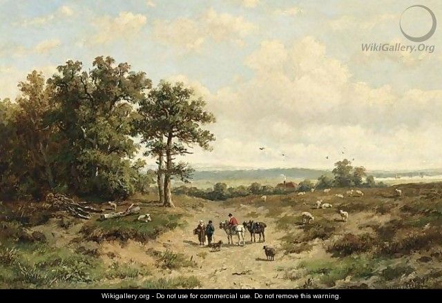 Travellers On A Heath, Gelderland - Anthonie Jacobus Van Wijngaerdt