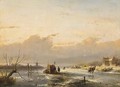 A Frozen River With Skaters And A A´koek En Zopie A´ - Andreas Schelfhout