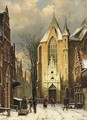A Wintry View Of The Westerstraat With The Westerkerk, Enkhuizen - Willem Koekkoek