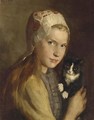 A Girl With Her Cat - Hendrik Maarten Krabbe