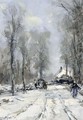 Figures On A Country Road In Winter - Louis Apol
