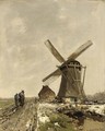 A Windmill In A Snowy Landscape - Louis Apol