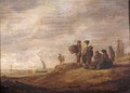 A Coastal Landscape With Fisherfolk Gathered In The Foreground, A Tower Beyond - (after) Jan Van Goyen