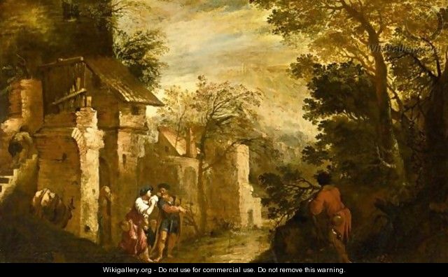Landscape With The Expulsion Of Hagar And Ishmael - (after) Antonio Travi