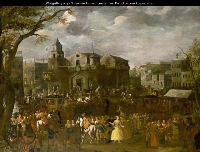 A Fete Before The Gates Of A Town - North-Italian School