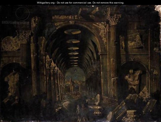 An Architectural Capriccio With The Baths Of Diocletian Baths - Francois de Nome (Monsu, Desiderio)