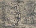 A Wooded Landscape With Travellers On A Path - Paulus Van Liender