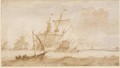Seascape With Dutch Vessels In A Strong Wind - Ludolf Backhuysen
