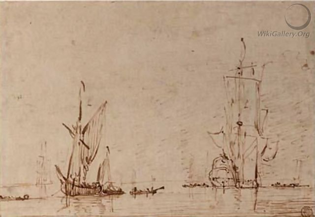 A Three-Master And Other Ships On The Open Sea - Willem van de, the Elder Velde
