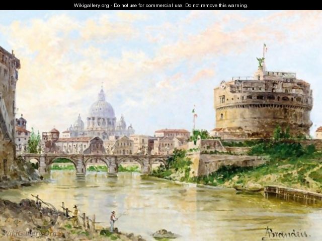 A View Of The Tiber With Castel Sant
