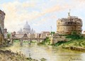 A View Of The Tiber With Castel Sant