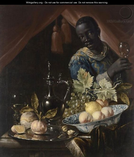 A Still Life With Peaches And A Lemon In A Wan-Li Bowl, Oranges And Walnuts On A Silver Plate - Juriaan Van Streek