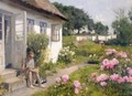 On The Steps To The Cottage - Peder Monsted