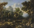 Paesaggio Laziale Con Mulino, Figure E Armenti - (after) Johann Melchior Roos