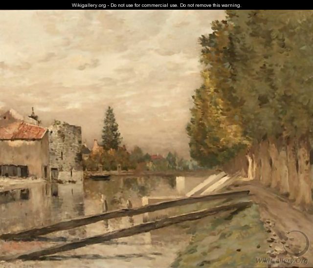 Houses Along The Riverside - Jean-Charles Cazin