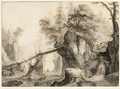 Rugged Wooded River Landscape With A Bridge - Flemish School