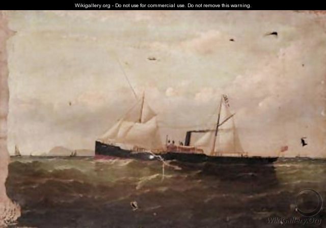 Ss Francon, A Screw Steamer With Auxiliary Schooner Rig Inward Bound Off Holyhead Mountain and The South Stack, Anglesey - William H. Yorke