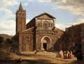 An Italian Church With Figures In The Foreground - (after) David Roberts
