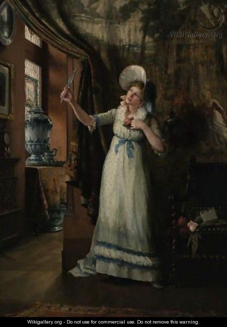 In Anticipation Of The Invitation - Jennie Augusta Brownscombe