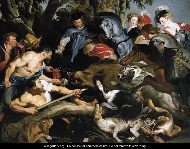 A Boar Hunt 2 - (after) Sir Peter Paul Rubens