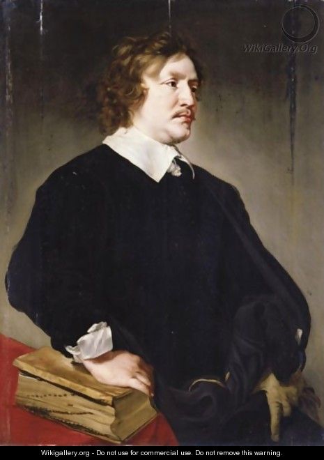 Portrait Of Cyprien Regnier Of Oostergooer (1614-1687), Professor Of Law, Half-Length, With His Right Hand Resting On A Book - Gerard Douffet