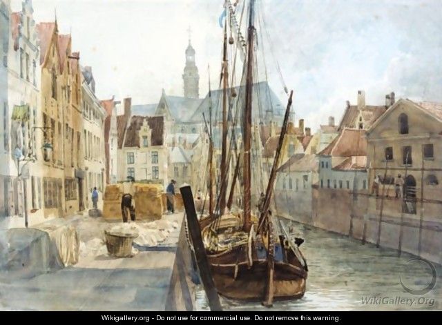 A Quay In Rotterdam - Alfred Gomersal Vickers