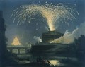 Rome Fireworks (La Girandola) Over Castel Sant' Angelo, St. Peter's Basilica Illuminated Beyond - (after) Pierre-Jacques Volaire
