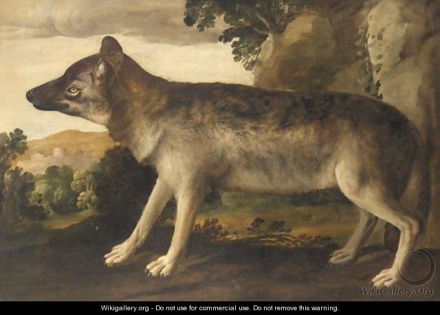 Portrait Of A Hound In A Landscape - Italian School