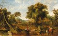An Extensive Landscape With Many Figures Passing Through A Village - (after) Pieter Van Der Hulst