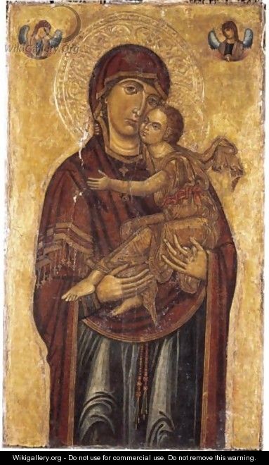 Madonna And Child With Two Angels Above - Italian School