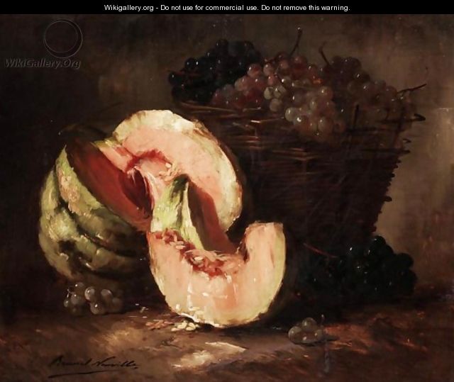 Still Life Of Melons And Grapes - Alphonse de Neuville