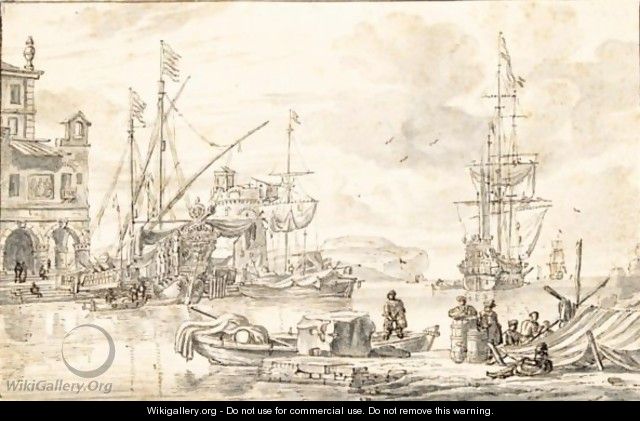 Capriccio Of A Mediterranean Harbour - Abraham Storck