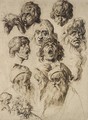 A Sheet Of Eleven Studies Of Heads - Jacques de Gheyn
