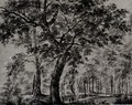 Woodland Scene, With Two Figures By A Tall Tree - Joris van der Haagen or Hagen