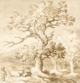 Landscape With Figures Resting By A Tree - Allaert van Everdingen