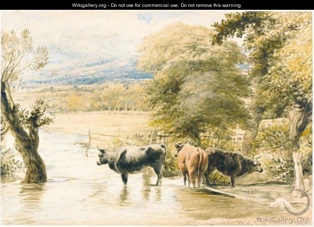 Cattle Crossing A Stream - John Linnell