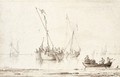 Estuary Scene With Fishing Vessels And A Rowing Boat - Pieter Jansz. Coopse