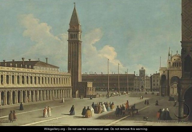 Venice, A View Of The Piazzetta Looking Northwards Across The Piazza San Marco Towards The Torre Dell