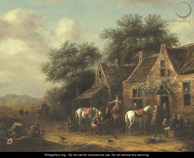 Horsemen Beside A Cottage - Barend Gael or Gaal