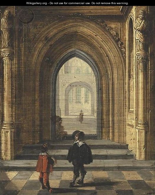 Church Interior With Figures - (after) Jan Van Vucht