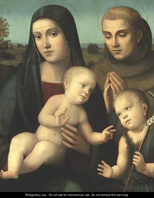 The Madonna And Child With The Infant St. John The Baptist And St. Francis - Giacomo Raibolini