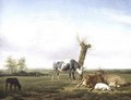 Cattle And Goats By A Pollarded Tree In A Meadow, Shepherd Boys Approaching Beyond - (after) Adriaen Van De Velde