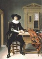 Portrait Of A Gentleman, Full Length, Seated At A Table - Thomas De Keyser