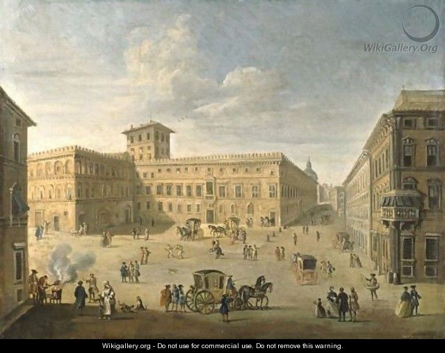 View Of The Palazzo And Palazzeto Venezia, Rome, Looking West - (after) Paolo Anesi