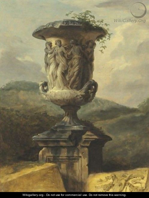 Borghese Urn In A Landscape - (after) Hubert Robert