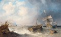 H.M.S. Conqueror Towing H.M.S. Africa Off The Shoals Of Trafalgar, Three Days After The Battle - John Wilson Carmichael